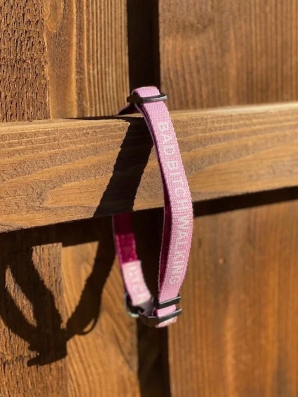 Pink Woven Leash & Collar set with White Text